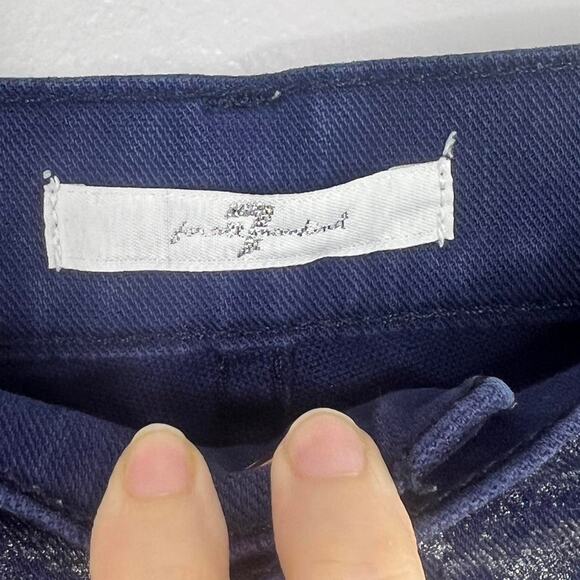 7 For All Mankind Cut Off Shorts Size 28 Blue Floral Indie Sleaze - Picture 3 of 4